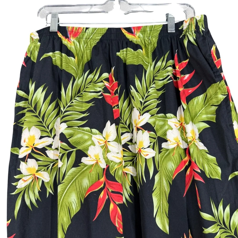 Bishop St Hawaiian Tropical Print Capris Pants Elastic Waist Cotton 3X